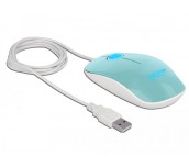 Оптична мишка DeLock, USB-A, Кабел 1.3 м, USB, 1200 dpi, Tюркоаз