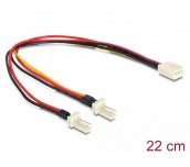 Кабел DeLock Molex, 3 pin женско - 2 x Molex 3 pin мъжко (fan), 22 cm