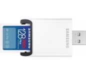 Карта памет Samsung PRO Plus, SD Card, 128GB, USB Четец, Бяла