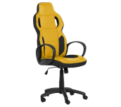 ГЕЙМЪРСКИ СТОЛ CARMEN 7510 ЕКО КОЖА ЧЕРЕН + ЖЪЛТ