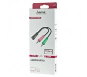 Жак адаптер HAMA, 3.5 mm жак женско - 2 x 3.5 mm жак мъжко, 10cm