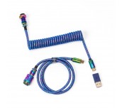 Кабел за клавиатура Keychron Colorful Premium Coiled Cable, USB-C - USB-C, Rainbow Blue