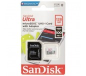 Карта памет SANDISK Ultra microSDHC UHS-I, 128GB, Class 10, 100Mb/s, Адаптер