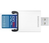 Карта памет Samsung PRO Plus, SD Card, 512GB, USB Четец, Бяла