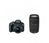 Canon EOS 4000D, black + EF-s 18-55 mm DC III + EF 75-300 mm f/4.0-5.6 III