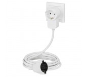 Удължителен кабел HAMA Powerplug, Шуко мъжко, Шуко женско, Допълнителен контакт, 3.0 m, Бял