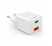 HAMA Бързо мини Gan зарядно, 30 W, 1x USB-C, 1x USB-A, PD, бял