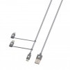 Кабел Skross 3 в 1, USB-A - USB-C/ Lightning/ Micro USB , Метална оплетка, 0.3 м
