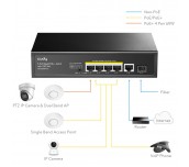 Суич Cudy GS1005PTS1, 5 портов, 10/100/1000, PoE+ Switch 120W, 1 SFP Slot