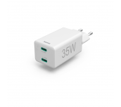 Бързо зарядно HAMA, 2x USB-C, PD/Qualcomm, 35 W, Бял