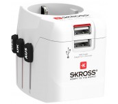 Адаптер SKROSS PRO Light, 2 x USB-A, World, Бял