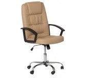 ДИРЕКТОРСКИ СТОЛ CARMEN 6076 ЕКО КОЖА ХРОМ БЕЖОВ