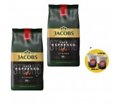 1+1 КАФЕ НА ЗЪРНА JACOBS ESPRESSO 1 КГ + ЧАШИ