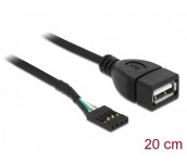 Кабел DeLock USB Pin header женско > USB 2.0 type-A женски, 20 cm