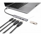 Delock Хъб USB-C, 4 порта, 1 x USB-A 10 Gbps, 2 x USB-A, 1 x USB-C, USB-C PD 95 W