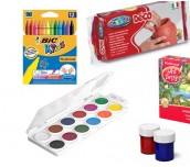 Бои, цветни моливи,пастели, пластилин