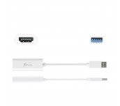 Адаптер j5create JUA254, USB-A към HDMI, Бял