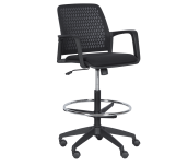 ОФИС СТОЛ 7556 BLACK, ДАМАСКА + МЕШ, ЧЕРЕН