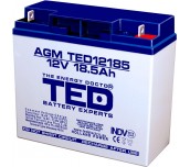 Оловна батерия TED ELECTRIC, 12V, 18.5Ah, 181/ 76/ 167 mm, AGM
