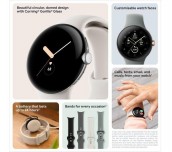 Смарт часовник Google Pixel Watch WiFi с Google Асистент - Silver, Charcoal Strap