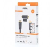 Кабел HAMA 205162, HDMI мъжко - HDMI мъжко, + HDMI адаптер(mini / micro), 1.5 м, Черен