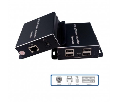 USB Extender (усилвател) ESTILLO ASKHU04-USB 1x4, усилва USB сигнал до 100 м по UTP кабел CAT5e/6