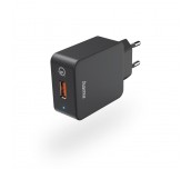 Мрежово зарядно Hama, Qualcomm Quick Charge 3.0, USB-A, 19.5 W, Черен