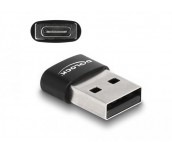 Адаптер Delock, USB 2.0, USB Type-A мъжко - USB Type-C женско, Черен