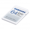 Карта памет Samsung EVO Plus, SD Card, 64GB, Бяла