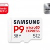 Samsung 512GB micro SD Card P9 Express UHS-I Read 65K IOPS, UHS-I 2K IOPS - Write 52K IOPS, UHS-I 2K IOPS Class 10 U3 V30 A1