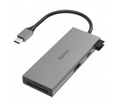 6-портов хъб USB-C HAMA Multiport, 2 x USB-A, USB-C, HDMI, SD, microSD, Сив