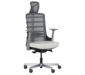 ДИРЕКТОРСКИ СТОЛ ALBERTO МЕШ + ЕСТЕСТВЕНА КОЖА БЯЛ