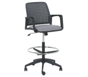 ОФИС СТОЛ 7556 BLACK, ДАМАСКА + МЕШ, СИВ