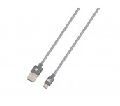 Кабел Skross, USB-A - microUSB, Метална оплетка, 1.20 м, Сив