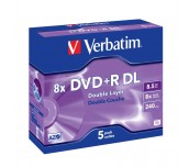 Verbatim DVD+R DOUBLE LAYER 8.5GB 8X MATT SILVER SURFACE (5 PACK)