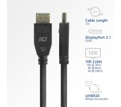 ACT Кабел Display port 2.1 мъжко-мъжко,8К@60Hz,4k@240Hz, 2м, черен