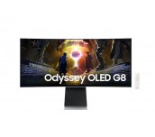 Samsung LS34DG850, 34'' CURVED Odyssey G8 OLED, 1800R, 175 Hz, 0.1 ms GTG, 21:9, 3440 x 1440, Smart, 2xUSB C, Mini DP, Micro HDMI 2.1, Wi-Fi 5, BT 5.2, Speakers, 178°/178°, Silver
