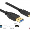 Кабел Delock SuperSpeed, USB-A мъжко - USB-C мъжко, (USB 3.2 Gen 2), 10 Gbps, 2 м