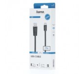 Кабел HAMA USB-C мъжко-USB-A мъжко, USB 3.2 Gen 1, 5Gbit/s, 0.75 м., Черен