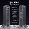 Acer Type C Universal docking station 15in1, 2 x HDMI 4K@60Hz, 1 x DP 8k@30Hz, 5 x USB A, 1 x USB C, 1 x RJ45, 1x SD /Micro SD, 1 x TF, 1 x Audio  3.5mm jack, Windows, ChromeOS, macOS, Gray