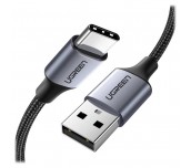 КАБЕЛ USB UGREEN US288 А / USB-C 3A,1М, ПЛЕТЕН ЧЕРЕН