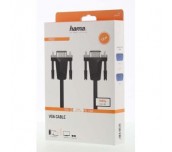 Кабел за монитор HAMA 200707, VGA мъжко - VGA мъжко, 1.50 м, Екраниран, Черен