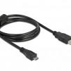 Кабел DeLock, USB-A мъжко - MicroUSB-B мъжко, USB 2.0, 1 м, Черен