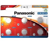 Бутонна батерия литиева PANASONIC CR2016, 3V, 6 бр. в блистер /цена за 6 бр./