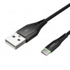 Natec USB-C(M) -> USB-A (M) 2.0 cable 1m. Black LED nylon