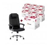 50 ПАКЕТА КОПИРНА ХАРТИЯ IQ ECONOMY PLUS A4 80Г 500Л + ДИРЕКТОРСКИ СТОЛ DON ЕКО КОЖА ЧЕРЕН