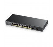 ZyXEL GS1900-10HP v2, 8-port GbE L2 PoE Smart Switch + 2 SFP slots, 802.3at, desktop, fanless, 70 Watt