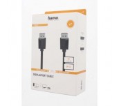Кабел HAMA 200698, DisplayPort мъжко - DisplayPort мъжко, 5 м, Ultra-HD 4K, Черен