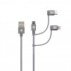 Кабел Skross 3 в 1, USB-A - USB-C/ Lightning/ Micro USB , Метална оплетка, 0.3 м