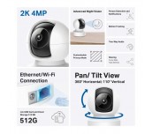 IP камера куполна TP-Link Tapo C222, 2560x1440@30fps, Pan/Tilt, H.264, microSD, Wi-Fi, аудио, RJ-45